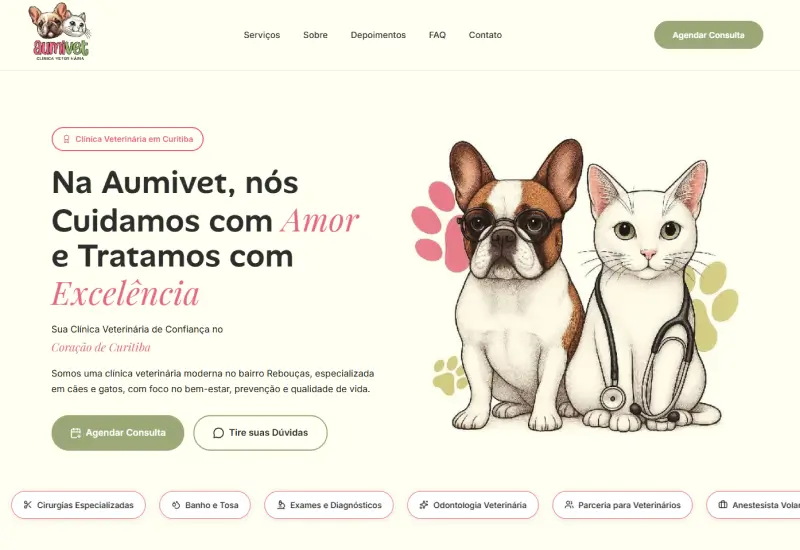 Screenshot do site Aumivet